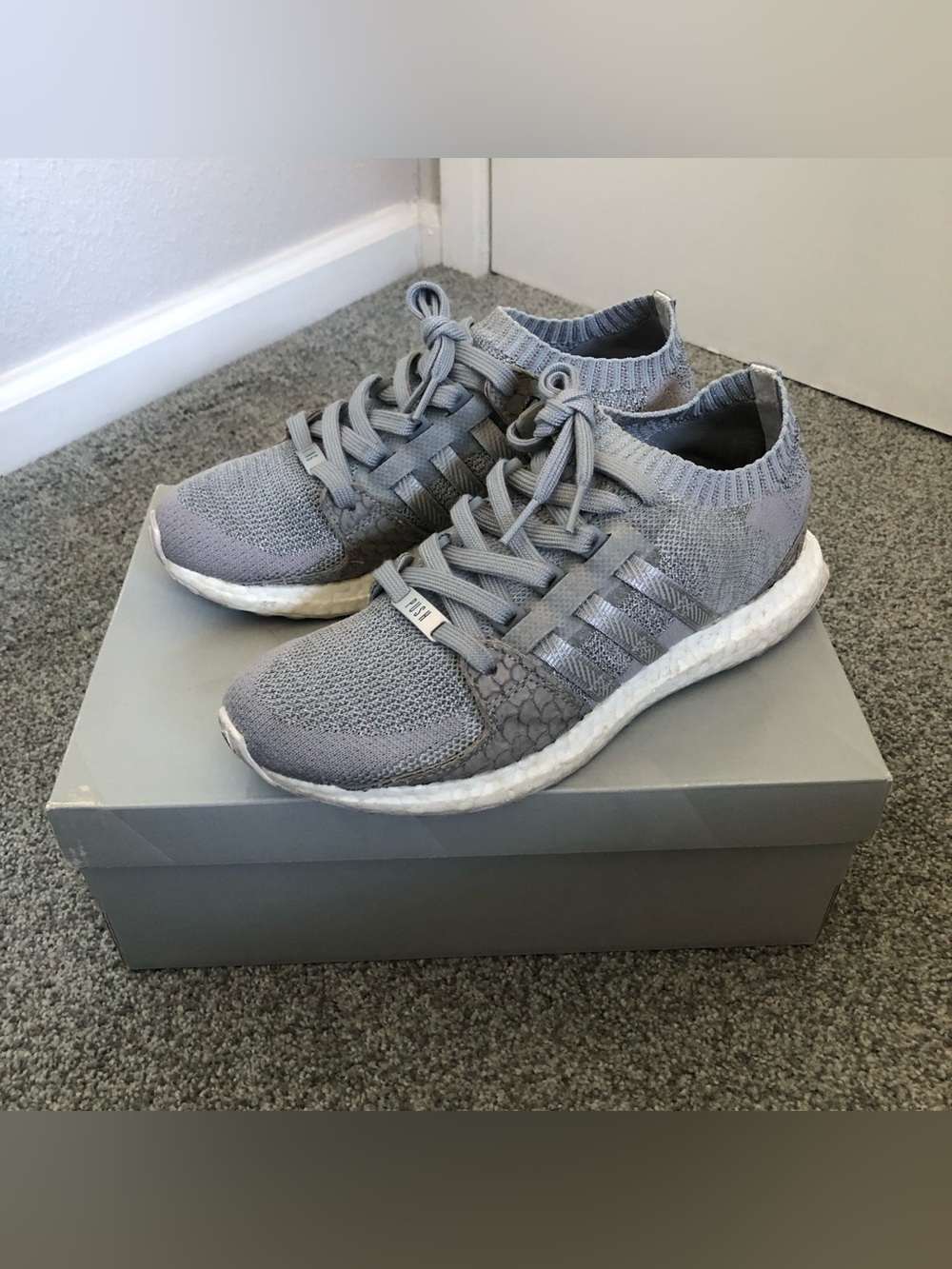 Adidas Grey Knit Ultra Boost Sneakers